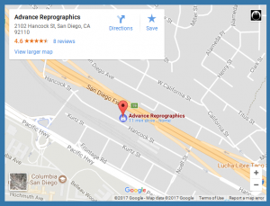 Advance Reprographics Map San Diego